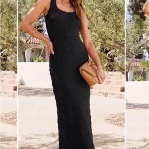Black Ribbed Sleeveless Maxi Dress